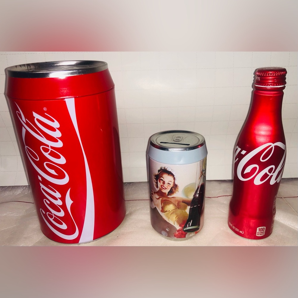 Coca-Cola Red Collectible Trio Storage Can Red Decoration Memorabilia